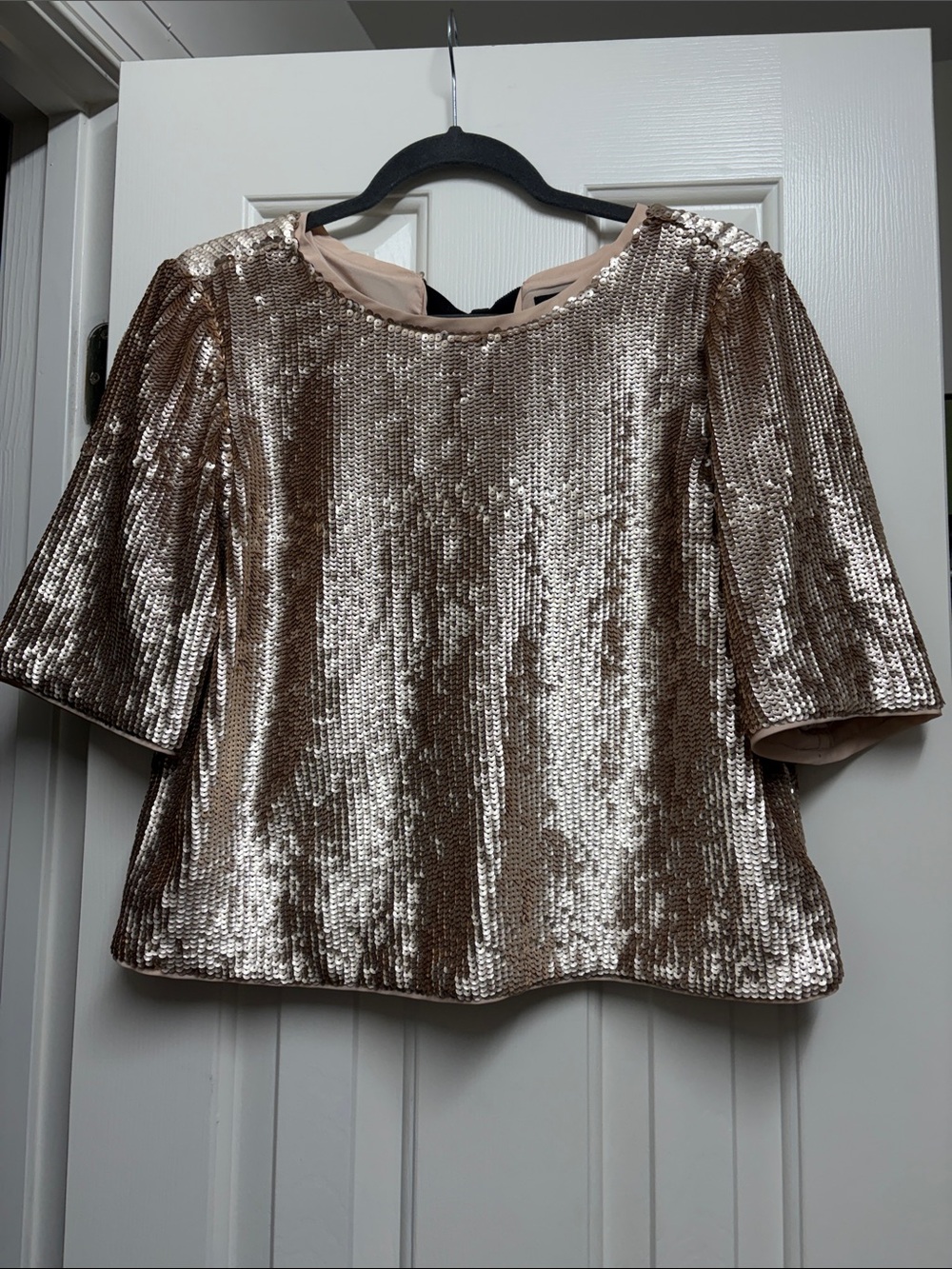 J. Crew Rose Gold Sequin Short Sleeve Top